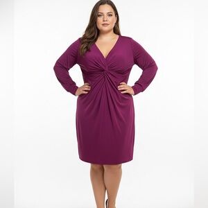 Express NWOT Stretchy Ruched Deep Magenta Long Sleeve Dress